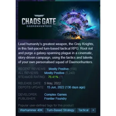Warhammer 40,000: Chaos Gate - Daemonhunters GLOBAL KEY - irongamers.ru