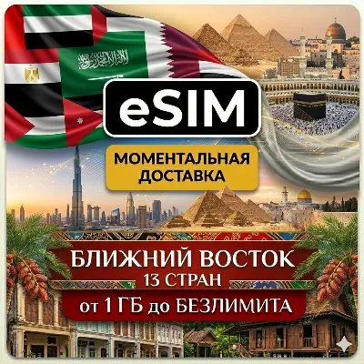 eSIM - ОАЭ/Ирак/Израиль/Иордания /Катар /Тунис 13 стран  | AIRALO | Premium | есим - irongamers.ru