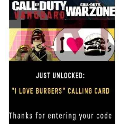 Call of Duty I LOVE BURGERS Calling Card KEY IN-GAME - irongamers.ru