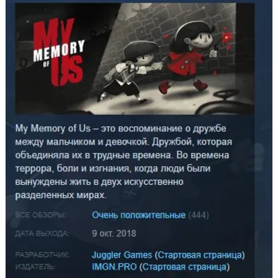 My Memory of Us STEAM KEY REGION GLOBAL+РОССИЯ - irongamers.ru