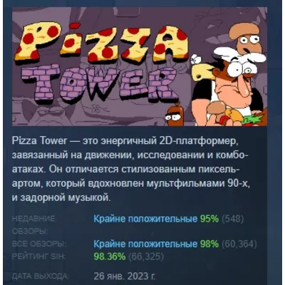 Pizza Tower АВТОДОСТАВКА STEAM GLOBAL МГНОВЕННО ЛИЦЕНЗИЯ - irongamers.ru