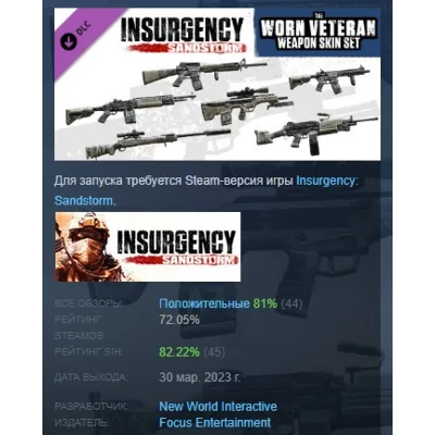 Insurgency: Sandstorm - Worn Veteran Weapon Skin Set DLC AUTODELIVERY STEAM РОССИЯ - irongamers.ru