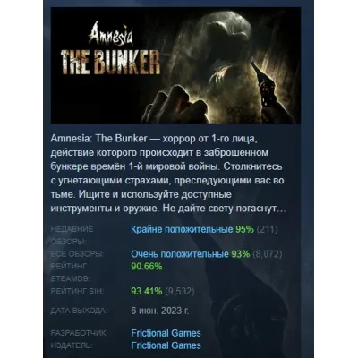 Amnesia: The Bunker АВТОДОСТАВКА STEAM GLOBAL МГНОВЕННО ЛИЦЕНЗИЯ - irongamers.ru
