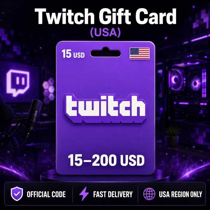 Twitch Gift Card (США) 15–200 USD · Код пополнения
