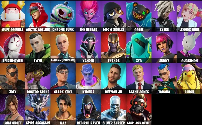 Fortnite 32+ Скинов Аккаунта · Thanos Neymar · + Почта