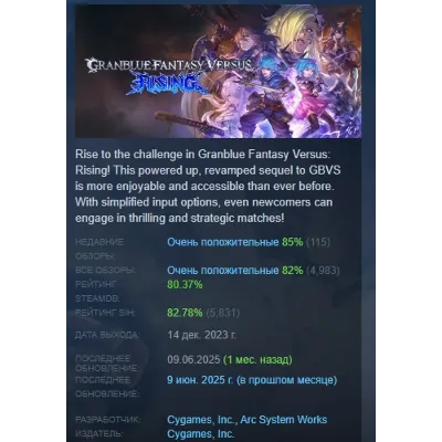 Granblue Fantasy Versus: Rising АВТОДОСТАВКА STEAM GLOBAL МГНОВЕННО ЛИЦЕНЗИЯ - irongamers.ru