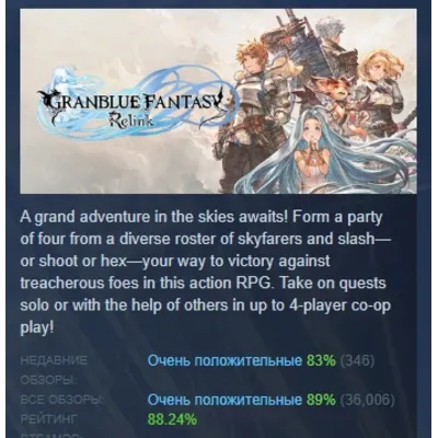 GRANBLUE FANTASY: Relink АВТОДОСТАВКА STEAM GLOBAL МГНОВЕННО ЛИЦЕНЗИЯ - irongamers.ru