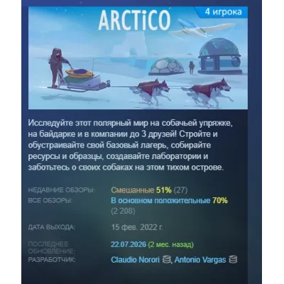 Arctico АВТОДОСТАВКА STEAM GLOBAL МГНОВЕННО ЛИЦЕНЗИЯ - irongamers.ru