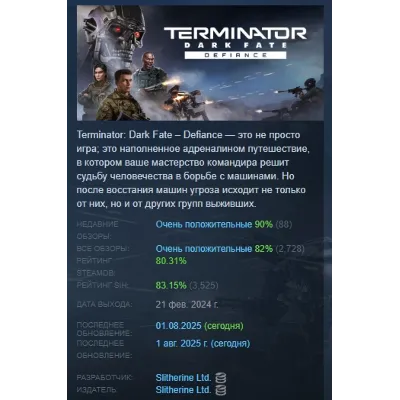 Terminator: Dark Fate - Defiance AUTODELIVERY STEAM GIFT INSTANTLY - irongamers.ru