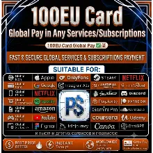100EU Card Global🌎Pay in Any Services/Subscriptions✅⭐