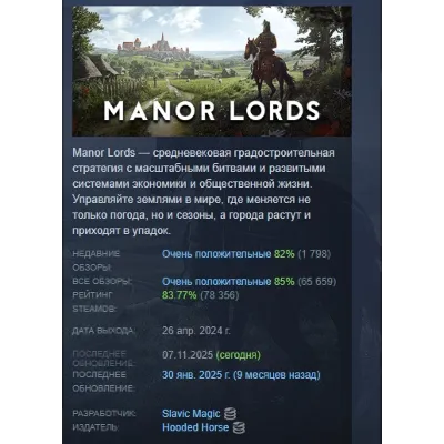 Manor Lords АВТОДОСТАВКА STEAM GLOBAL МГНОВЕННО ЛИЦЕНЗИЯ - irongamers.ru