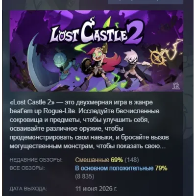 Lost Castle 2 АВТОДОСТАВКА STEAM GLOBAL МГНОВЕННО ЛИЦЕНЗИЯ - irongamers.ru