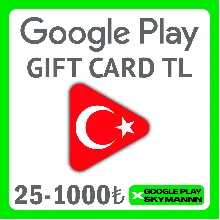 АВТО ПОДАРОЧНАЯ КАРТА GOOGLE PLAY 25-1000TL Турция