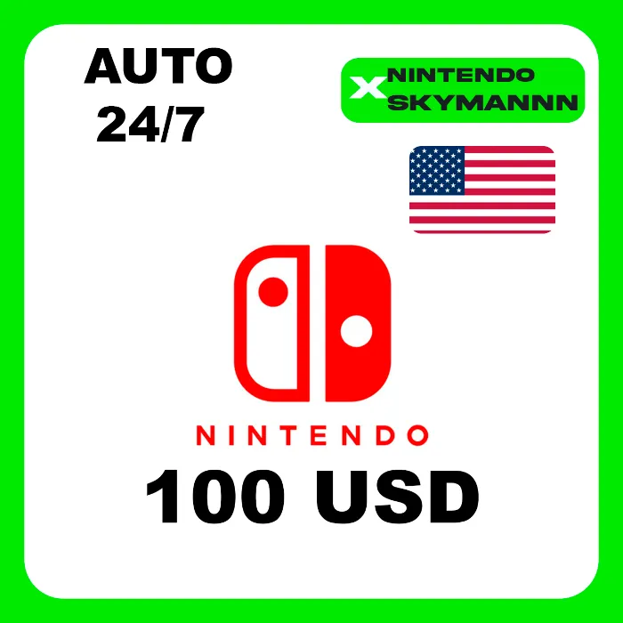 АВТО КАРТА ПОПОЛНЕНИЯ Nintendo eShop 100$ USD США 24 · 7