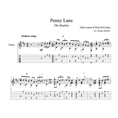 Penny Lane (The Beatles) ноты для гитары - irongamers.ru