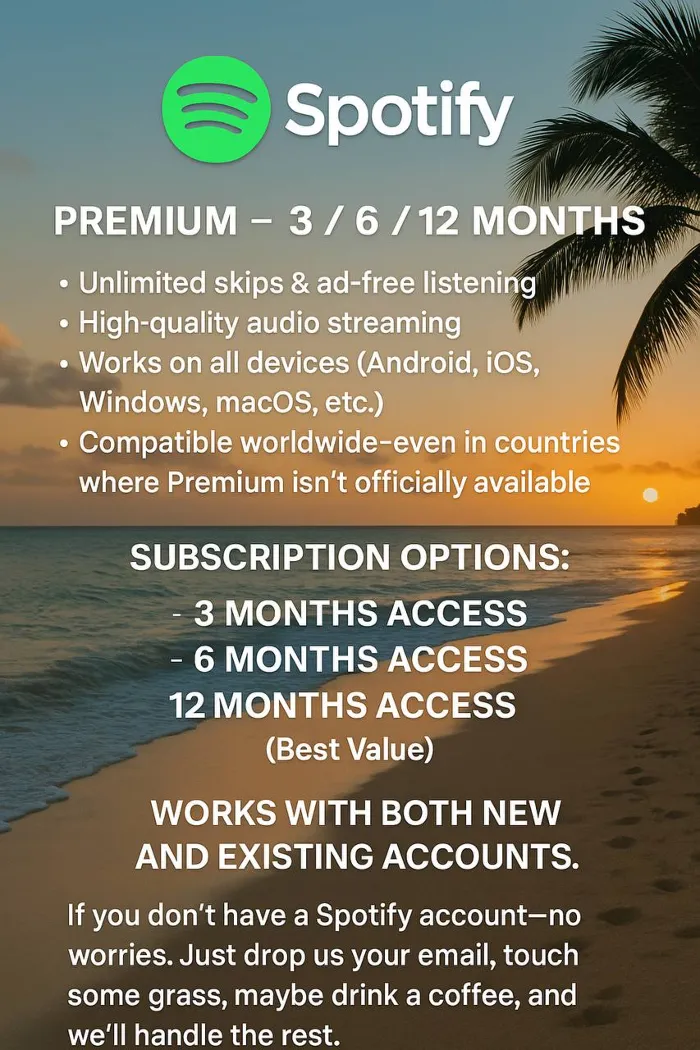 Spotify Premium 1 · 3 · 6 · 12 Individual · PLATINUM · RU+ GLOBAL Charge ACC FULLY DATE