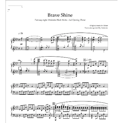 Ноты Animenz - Brave Shine - Fate/stay night OP2