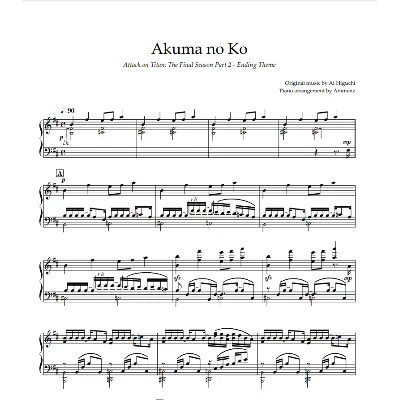 Ноты Animenz - Akuma no Ko – Attack on Titan FinalSeaso - irongamers.ru