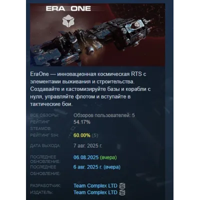 Era One АВТОДОСТАВКА STEAM GLOBAL МГНОВЕННО ЛИЦЕНЗИЯ - irongamers.ru
