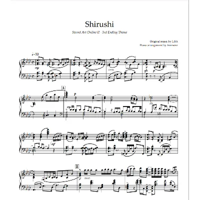 Ноты Animenz - Shirushi – Sword Art Online II ED3