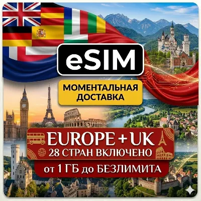eSIM | Europe + UK 28 СТРАН  | AIRALO | Premium | есим - irongamers.ru