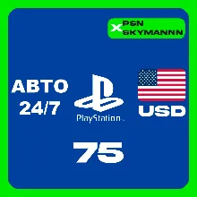 АВТО Карта пополнения PlayStation PSN 75 $ USD США 24/7