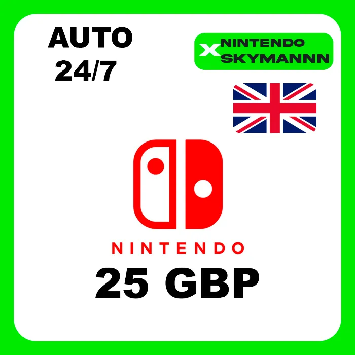 АВТО КАРТА ПОПОЛНЕНИЯ Nintendo eShop 25 GBP UK 24 · 7