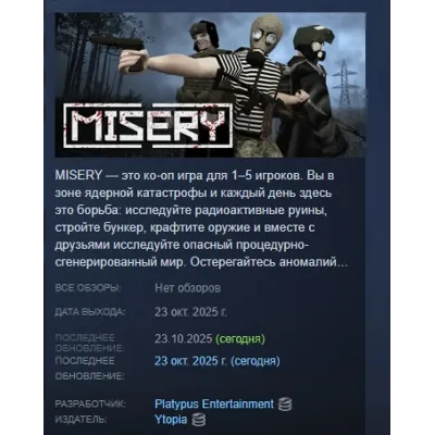 MISERY АВТОДОСТАВКА STEAM GLOBAL МГНОВЕННО ЛИЦЕНЗИЯ - irongamers.ru