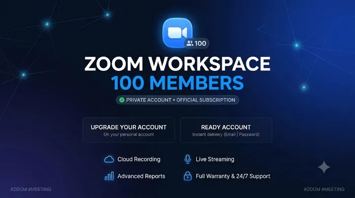 Zoom Workspace 100 участников · 100 пользователей · Upgrade · Ready