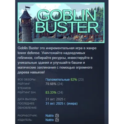 Goblin Buster: Incremental Tower Defense АВТОДОСТАВКА STEAM GLOBAL МГНОВЕННО ЛИЦЕНЗИЯ - irongamers.ru