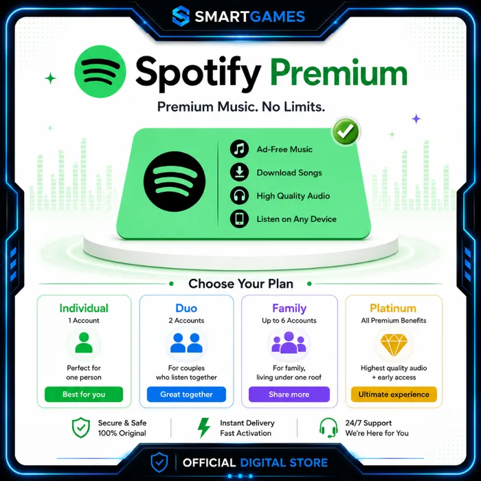 Spotify Premium 1 · 3 · 6 · 12 месяцев ИНДИВИДУАЛЬНЫЙ · DUO · СЕМЬЯ