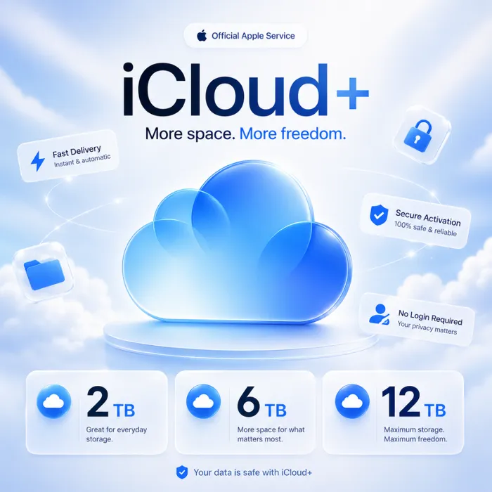 Активация iCloud+ · 2-6-12 ТБ · 2 месяца · Вход в аккаунт не требуется