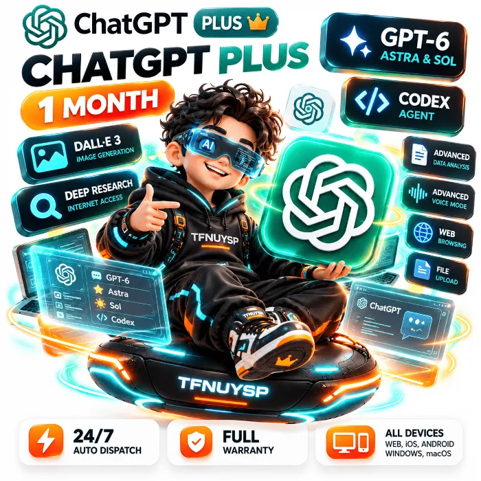 [24 · 7] ChatGPT 5.6 ПЛЮС 1 МЕСЯЦ · ЧАСТНЫЙ · CODEX · ГАРАНТИЯ