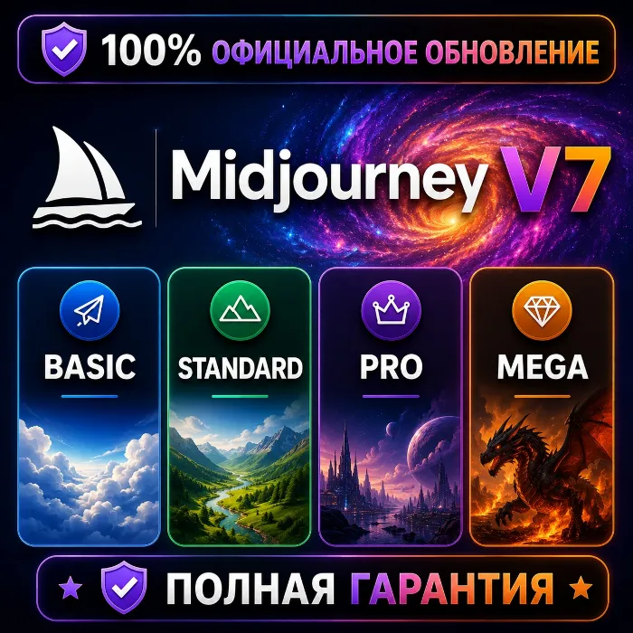 Апгрейд Midjourney V7 Unlimited 1–12 мес · 100% Официальный апгрейд · ПОЛНАЯ ГАРАНТИЯ