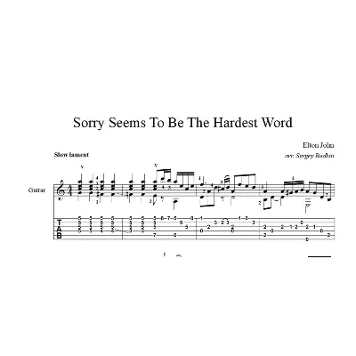 Sorry Seems To Be The Hardest Word - ноты для гитары - irongamers.ru