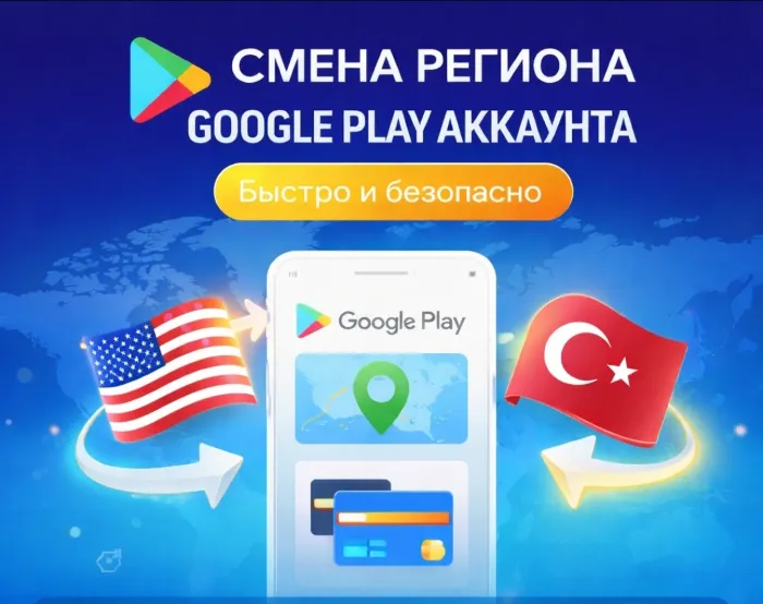 Смена Региона Google PLAY Аккаунта · Любой Регион