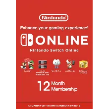 Подарочная карта Nintendo Switch Online на 12 месяцев (США)
