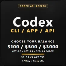 $100-$3000 баланс на модели GPT-5.5, GPT-5.4, GPT-5.3 Codex по API