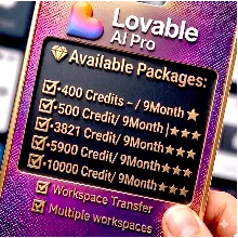 Lovable AI Non-Pro 9 Month | 400–10K Credits | Fast Delivery | Workspace Transfer