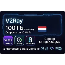 Ключ V2Ray — 100 ГБ / месяц, скорость до 100 Мбит/с Нидерланды