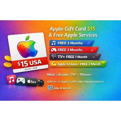 🍎 Apple Gift Card $15 USA + 🎵 Music 3M + 🎮 Arcade 3M +  Fitness+ 3M + 🍿 TV+ 1M | - irongamers.ru
