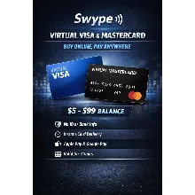 Swype Visa & Mastercard Виртуальная | $5–$99 | 3 Года Быстрая Доставка