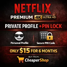 6 месяцев Netflix Premium 4K UHD (Личный профиль и PIN-код)