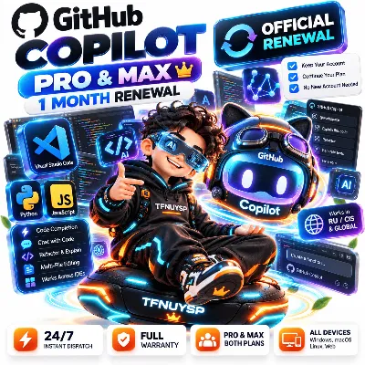 GitHub Copilot PRO /PRO + / Max | Renewal 1 Month | Официальное продление RU CIS - irongamers.ru
