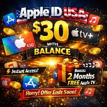 Apple ID США | Баланс $30 + 2 Месяца Apple TV+ БЕСПЛАТНО Мгновенно