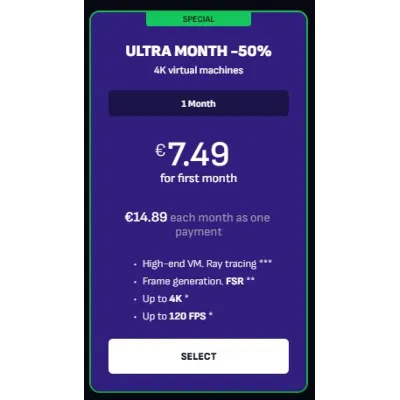 Boosteroid ULTRA скидка 50% на 1 месяц (для месячной подписки за 8.49 евро) - irongamers.ru