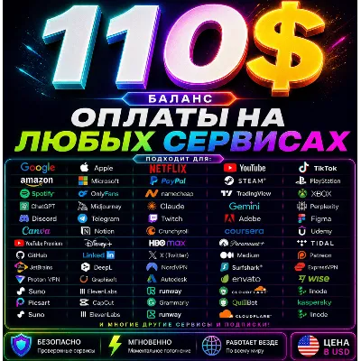 110$ US Карта для оплаты на любых сервисах + баланс в USD - irongamers.ru