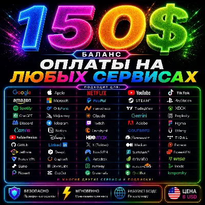 150$ US Карта для оплаты на любых сервисах + баланс в USD - irongamers.ru