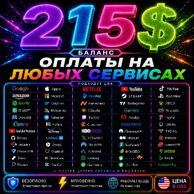 215$ US Карта для оплаты на любых сервисах + баланс в USD - irongamers.ru