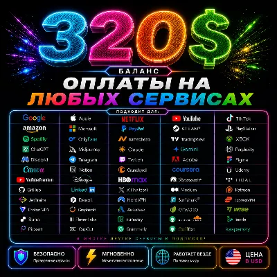 320$ US Карта для оплаты на любых сервисах • Баланс в USD - irongamers.ru